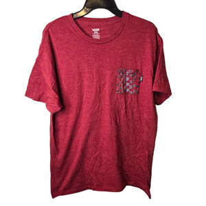 Vans Red Heather Checkered Pocket Tee Short Sleeve Men's T-shirt Size L NWOT